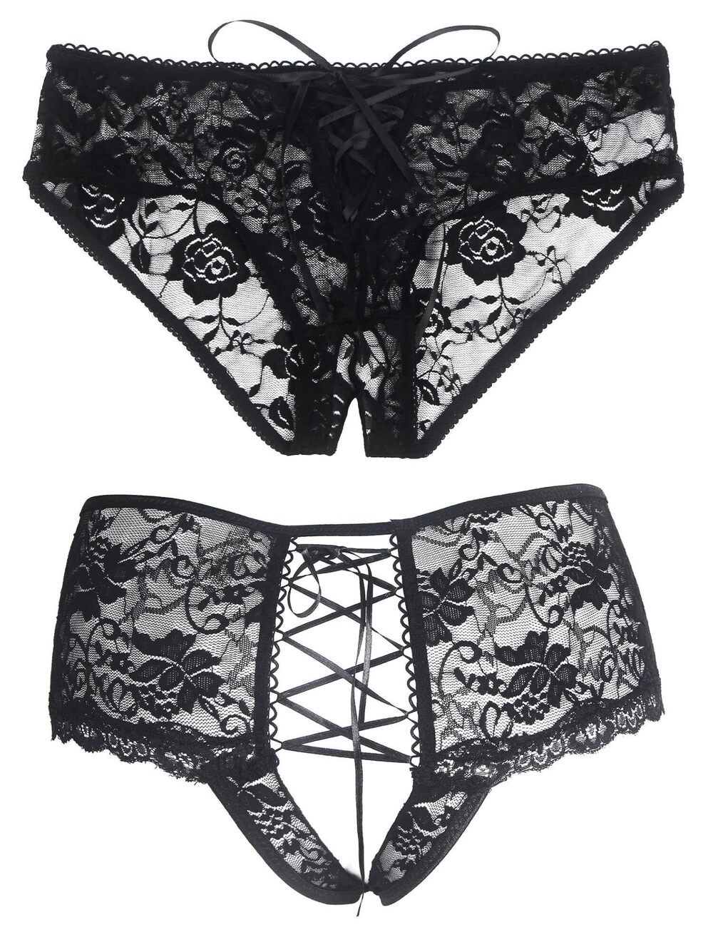 6331 Lace Sexy Crotchless Panties 2 Pcs 3XL-4XL